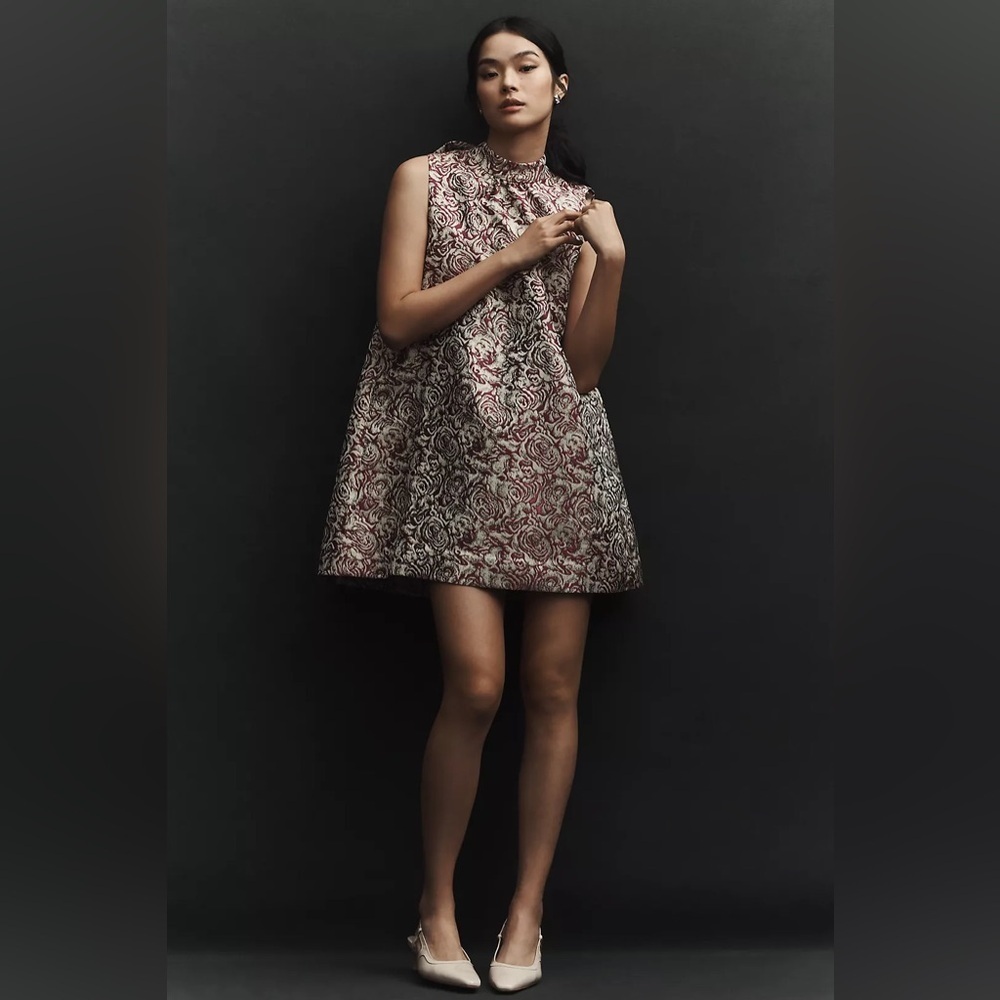 NWT! Anthropologie Pink Sunday in Brooklyn Brocade Mini Shift Dress 🔴 - Picture 2 of 6